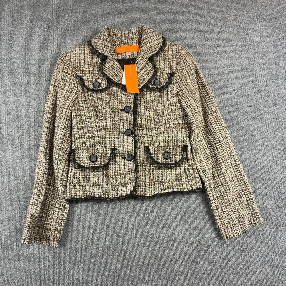 Cynthia Cynthia Steffe Blazer Jacket Womens XS Multicolor Tweed Lace Trim
